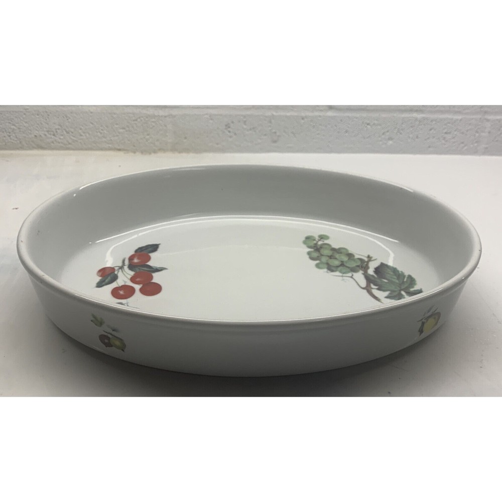 Cordon Bleu 12 1/2 OVAL CASSEROLE BAKING DISH Cherries Grape MADE IN USA Vintage